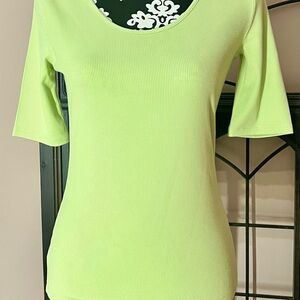 VINCE Ribbed Elbow Sleeved Scoop Neck Top